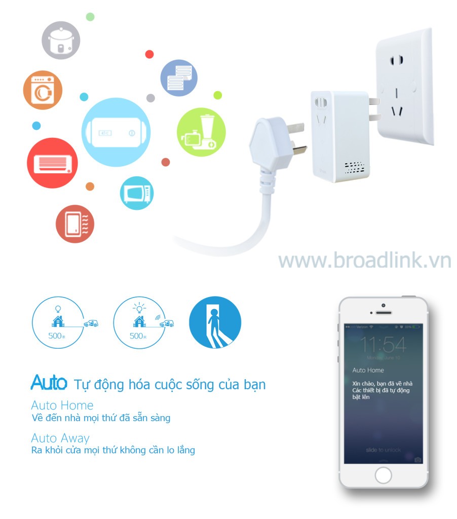 Ổ cắm thông minh Wifi Broadlink SP-Mini có nhiều chế độ tự động